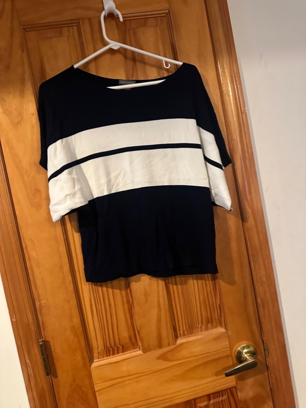 Vince Camuto Navy and White Striped Crop Top